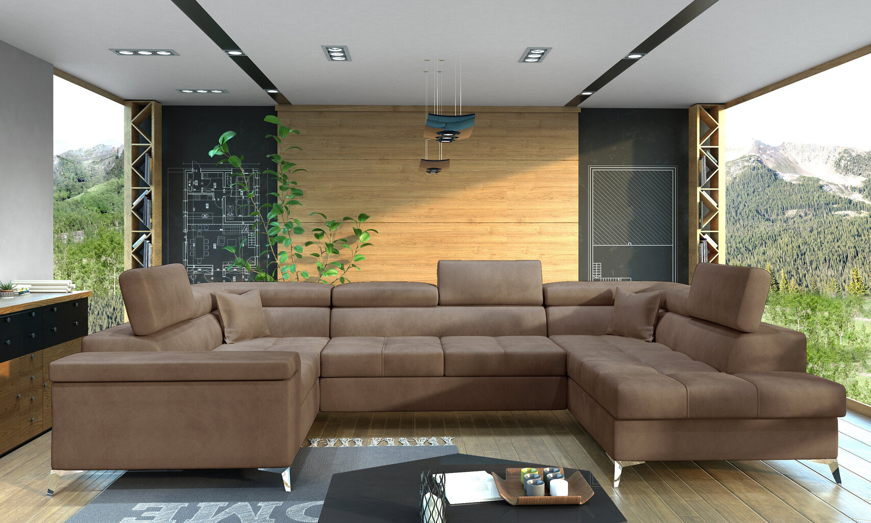 Stūra dīvāns NORE Thiago, gaiši brūns cena un informācija | Stūra dīvāni | 220.lv