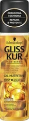 Спрей-кондиционер для волос с секущимися концами Schwarzkopf GLISS KUR Oil Nutritive 200 мл цена и информация | Бальзамы, кондиционеры | 220.lv