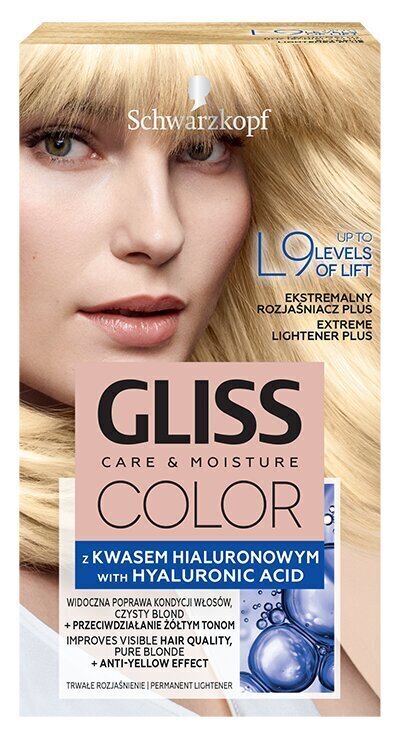 Matu krāsa Schwarzkopf Gliss Color L9 EKSTRĒMS BALINĀTĀJS PLUS cena un informācija | Matu krāsas | 220.lv