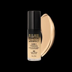 Milani Тональный крем Conceal + Perfect 2-in-1 - 03 - Light Beige цена и информация | Пудры, базы под макияж | 220.lv