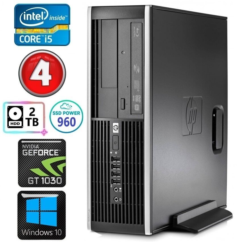HP 8100 Elite SFF i5-750 4GB 960SSD+2TB GT1030 2GB DVD WIN10 cena un informācija | Stacionārie datori | 220.lv