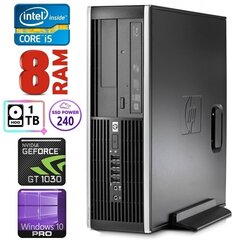 HP 8100 Elite SFF i5-750 8GB 240SSD+1TB GT1030 2GB DVD WIN10Pro cena un informācija | Stacionārie datori | 220.lv