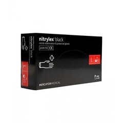 Перчатки одноразовые черные нитриловые Mercator Nitrylex Black, размер L, 100шт. цена и информация | Первая помощь | 220.lv