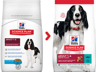 Hill's Sience Plan Medium Adult suņu barība ar tunci un rīsiem, 12 kg cena un informācija | Sausā barība suņiem | 220.lv