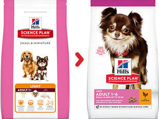 Hill's Science Plan Light Small & Mini Adult suņu barība ar vistu, 1,5 kg цена и информация | Сухой корм для собак | 220.lv
