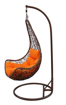 Подвесное кресло с подставкой, темно-коричневое/оранжевое цена и информация | Садовые стулья, кресла, пуфы | 220.lv