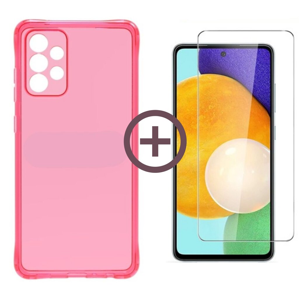 Komplekts - caurspīdīgs silikona vāciņš paredzēts Samsung Galaxy A72 / A72 5G rozā un Soundberry Basic aizsargstikls. цена и информация | Ekrāna aizsargstikli | 220.lv