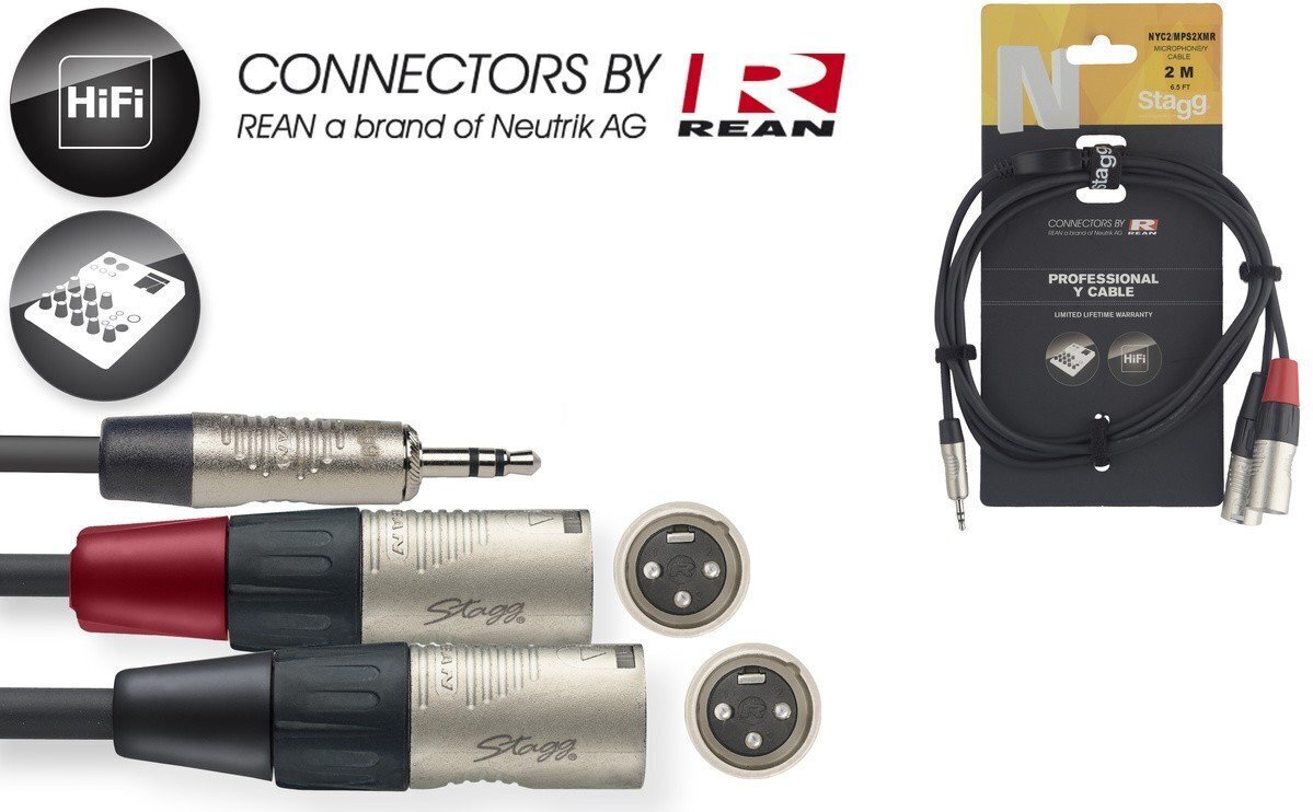 Stagg NYC2/MPS2XMR, Aux 3.5 mm/XLR, 2 m cena un informācija | Kabeļi un vadi | 220.lv