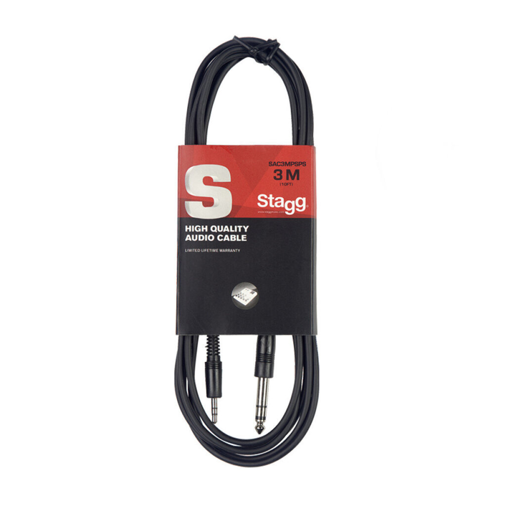 Stagg 3.5mm miniJack AUX TRS - 6.35mm Jack TRS 3m cena un informācija | Kabeļi un vadi | 220.lv