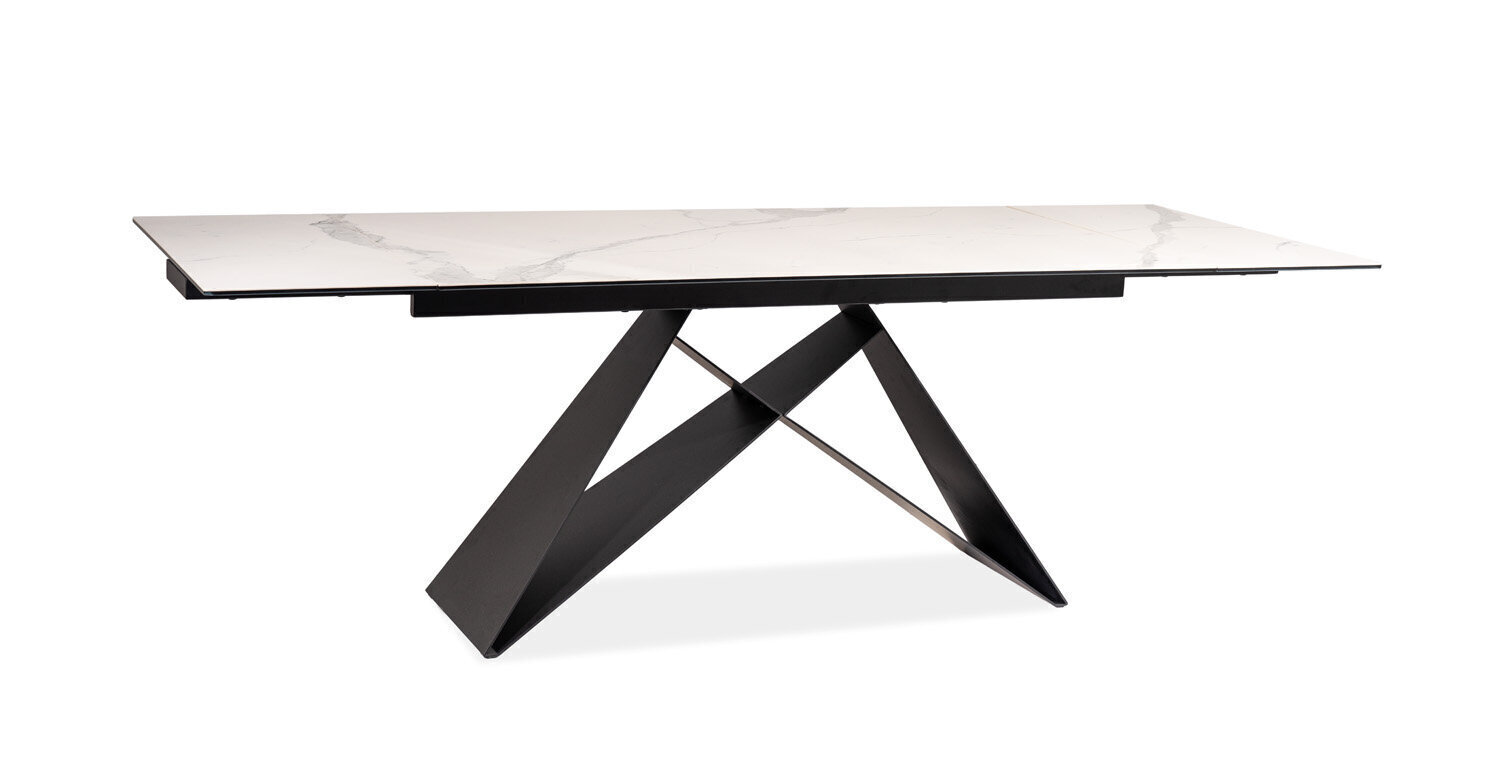 Pusdienu galds Signal Meble Westin II 160 cm, balts/melns cena un informācija | Virtuves galdi, ēdamgaldi | 220.lv