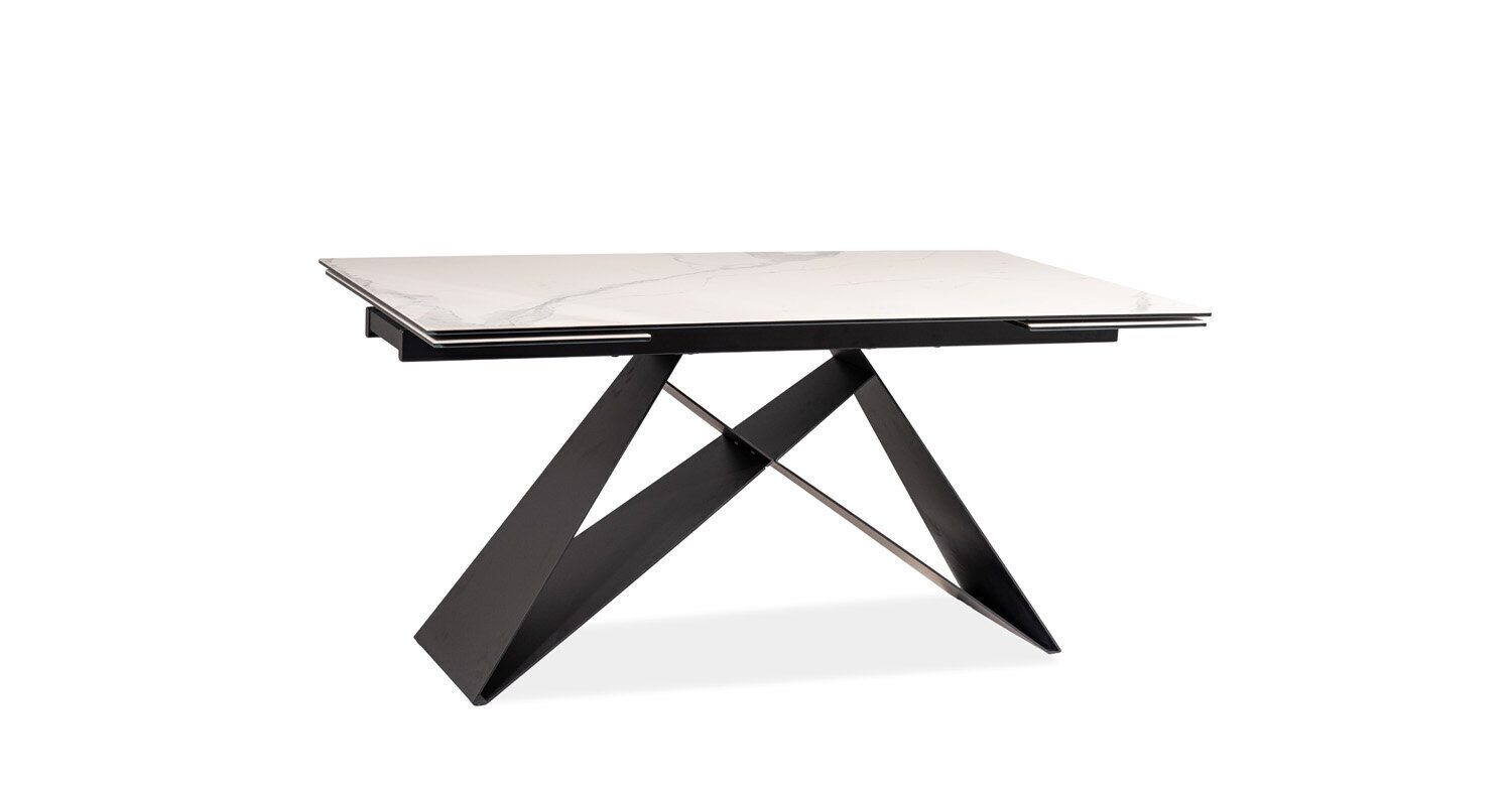 Pusdienu galds Signal Meble Westin II 160 cm, balts/melns cena un informācija | Virtuves galdi, ēdamgaldi | 220.lv