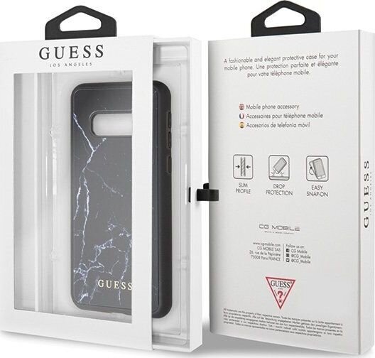 Guess GUHCS10LHYMABK S10e G970 black hard case Marble cena un informācija | Telefonu vāciņi, maciņi | 220.lv