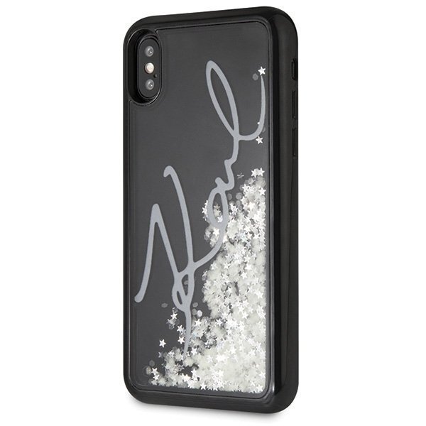 Karl Lagerfeld KLHCPXPH2IR iPhone X/Xs black Glitter Signature - Glow in the dark cena un informācija | Telefonu vāciņi, maciņi | 220.lv