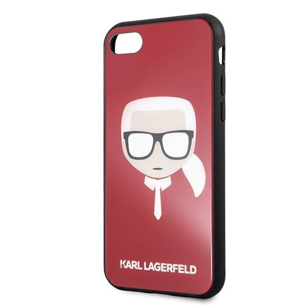 Karl Lagerfeld KLHCPXDLHRE iPhone X/Xs red Iconic Glitter Karl`s Head цена и информация | Telefonu vāciņi, maciņi | 220.lv