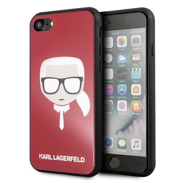 Karl Lagerfeld KLHCPXDLHRE iPhone X/Xs red Iconic Glitter Karl`s Head cena un informācija | Telefonu vāciņi, maciņi | 220.lv