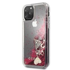 Guess GUHCN58GLHFLRA iPhone 11 Pro raspberry hard case Glitter Hearts (Red) cena un informācija | Telefonu vāciņi, maciņi | 220.lv