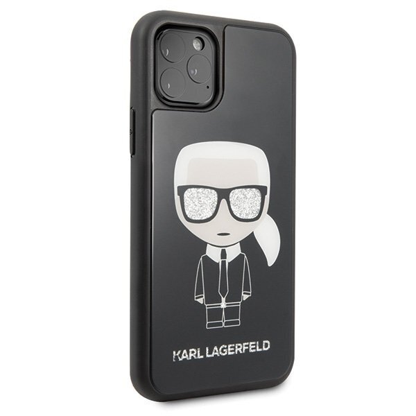 Karl Lagerfeld KLHCN58DLFKBK iPhone 11 Pro black hard case Iconic Karl Glitter (Black) cena un informācija | Telefonu vāciņi, maciņi | 220.lv