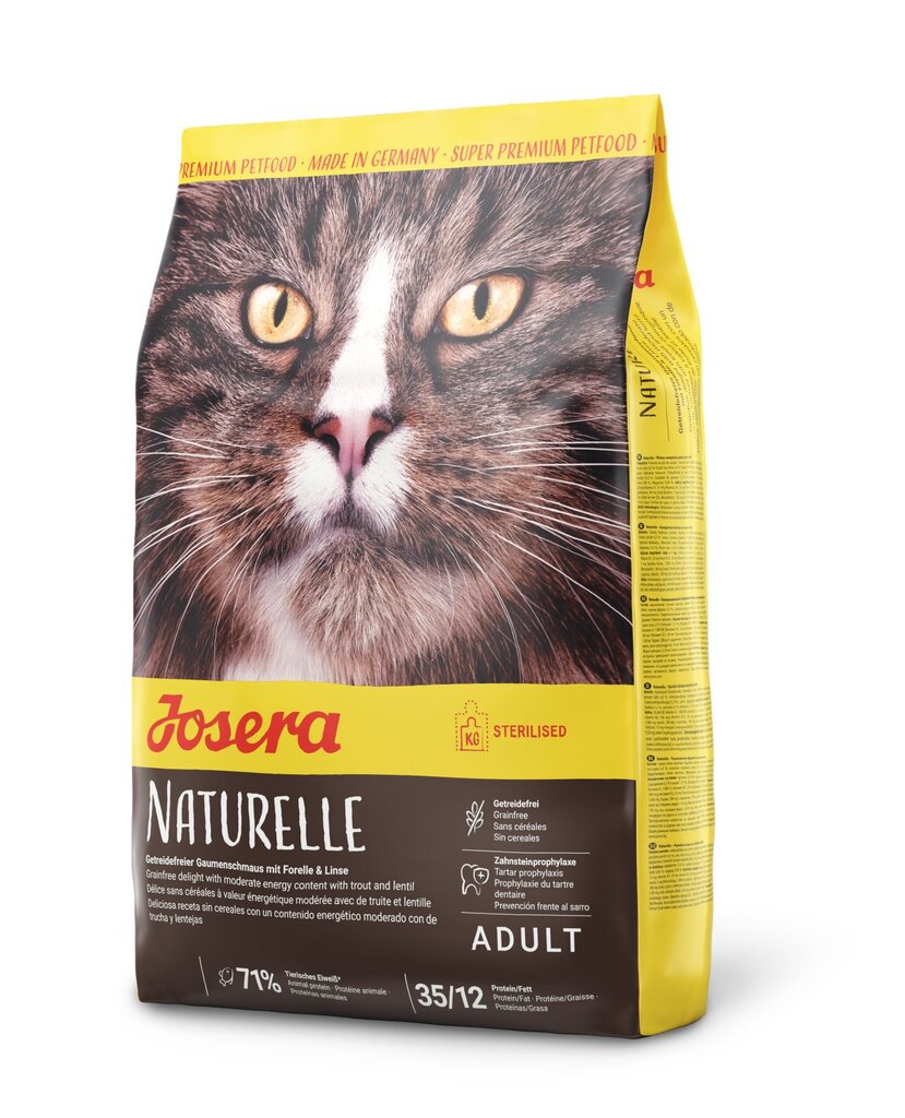 Josera sterilizētiem kaķiem Naturelle ar forelēm un lēcām, 2 kg cena un informācija | Sausā barība kaķiem | 220.lv