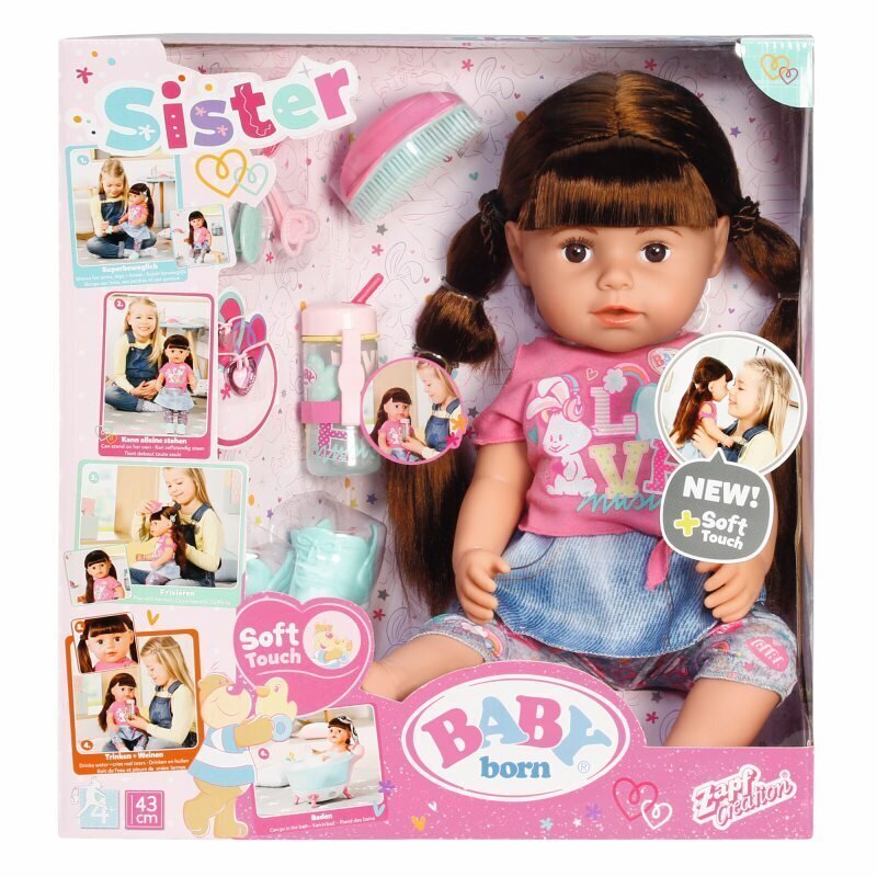 Baby Born® māsiņa-brunete, 43 cm цена и информация | Rotaļlietas meitenēm | 220.lv