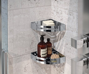 GEDY NERVA сетчатая угловая полочка 21x21x4,5, хром цена и информация | Аксессуары для ванной комнаты | 220.lv