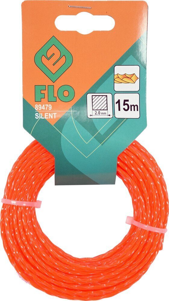 Aukla trimmerim (pīta) Silent Flo d-2,0mm x 15m (89479) cena un informācija | Dārza tehnikas rezerves daļas | 220.lv