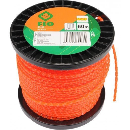 Aukla trimmerim (pīta) Silent Flo d-3,0mm x 60m (89486) cena un informācija | Dārza tehnikas rezerves daļas | 220.lv