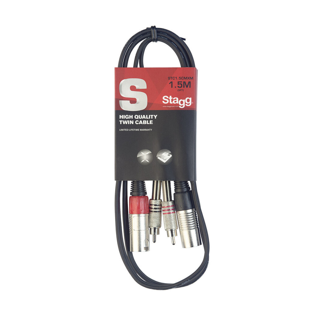 Stagg STC1.5CMXM, XLR/RCA, 1.5 m cena un informācija | Kabeļi un vadi | 220.lv