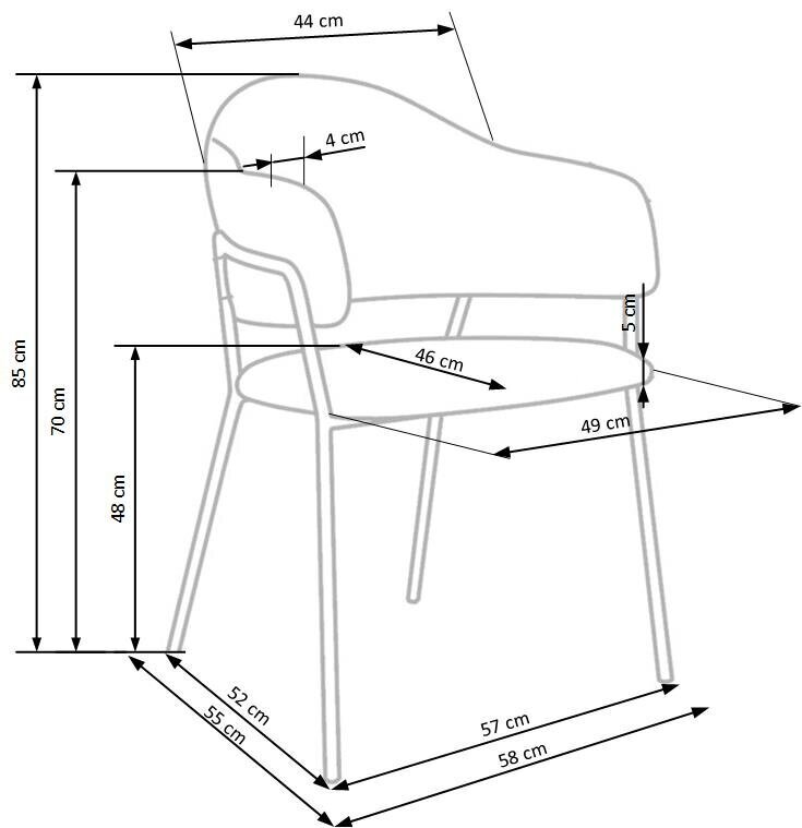 2 krēslu komplekts Halmar K359, pelēks cena un informācija | Virtuves un ēdamistabas krēsli | 220.lv
