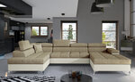 Stūra dīvāns NORE Eduardo, gaiši brūns/krēmkrāsas