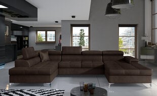 Stūra dīvāns NORE Eduardo, tumši brūns cena un informācija | Stūra dīvāni | 220.lv