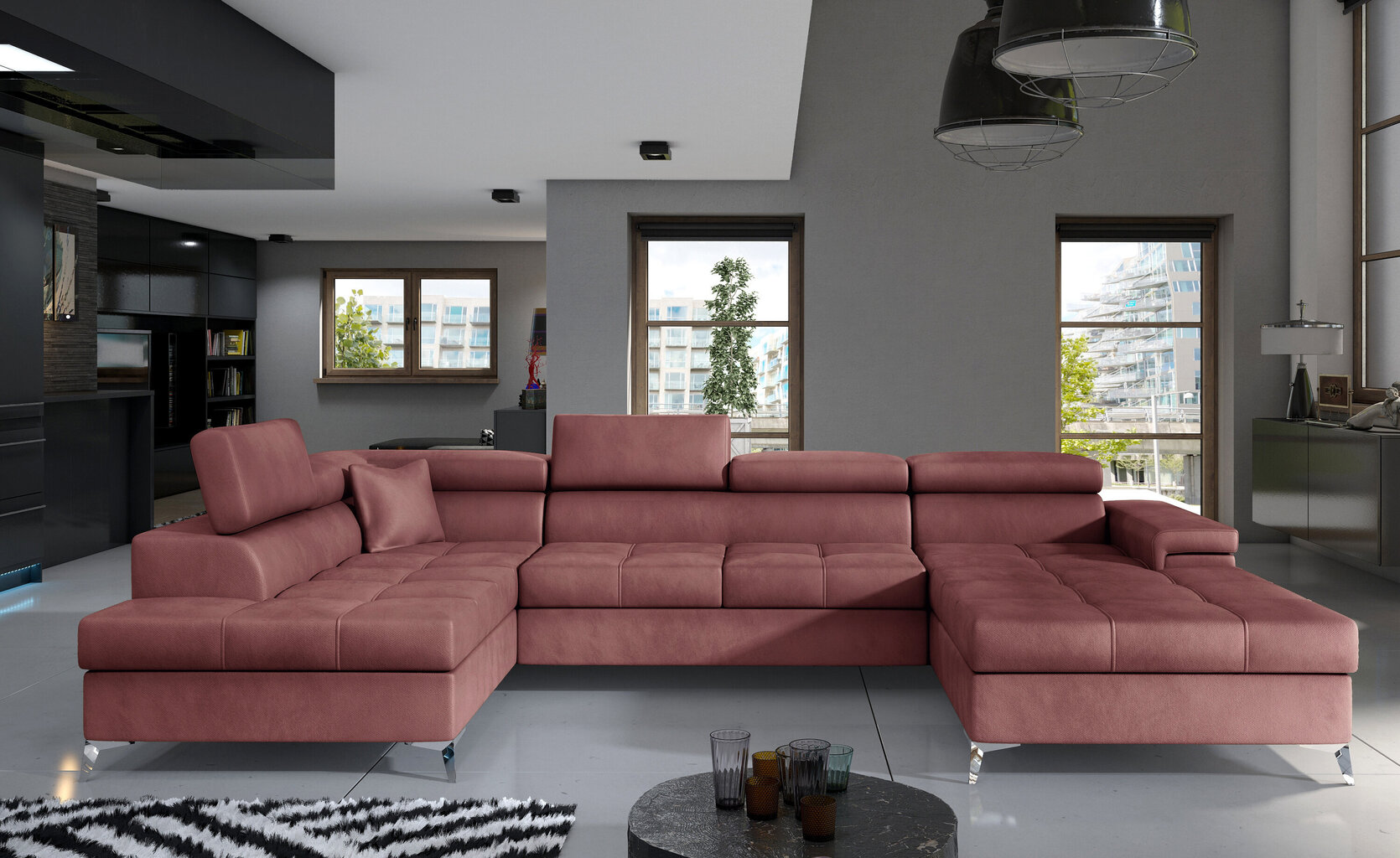 Stūra dīvāns NORE Eduardo, rozā цена и информация | Stūra dīvāni | 220.lv