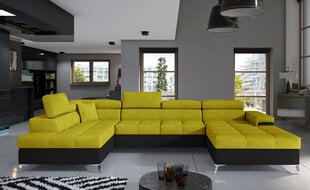 Stūra dīvāns NORE Eduardo, dzeltens/melns cena un informācija | Stūra dīvāni | 220.lv