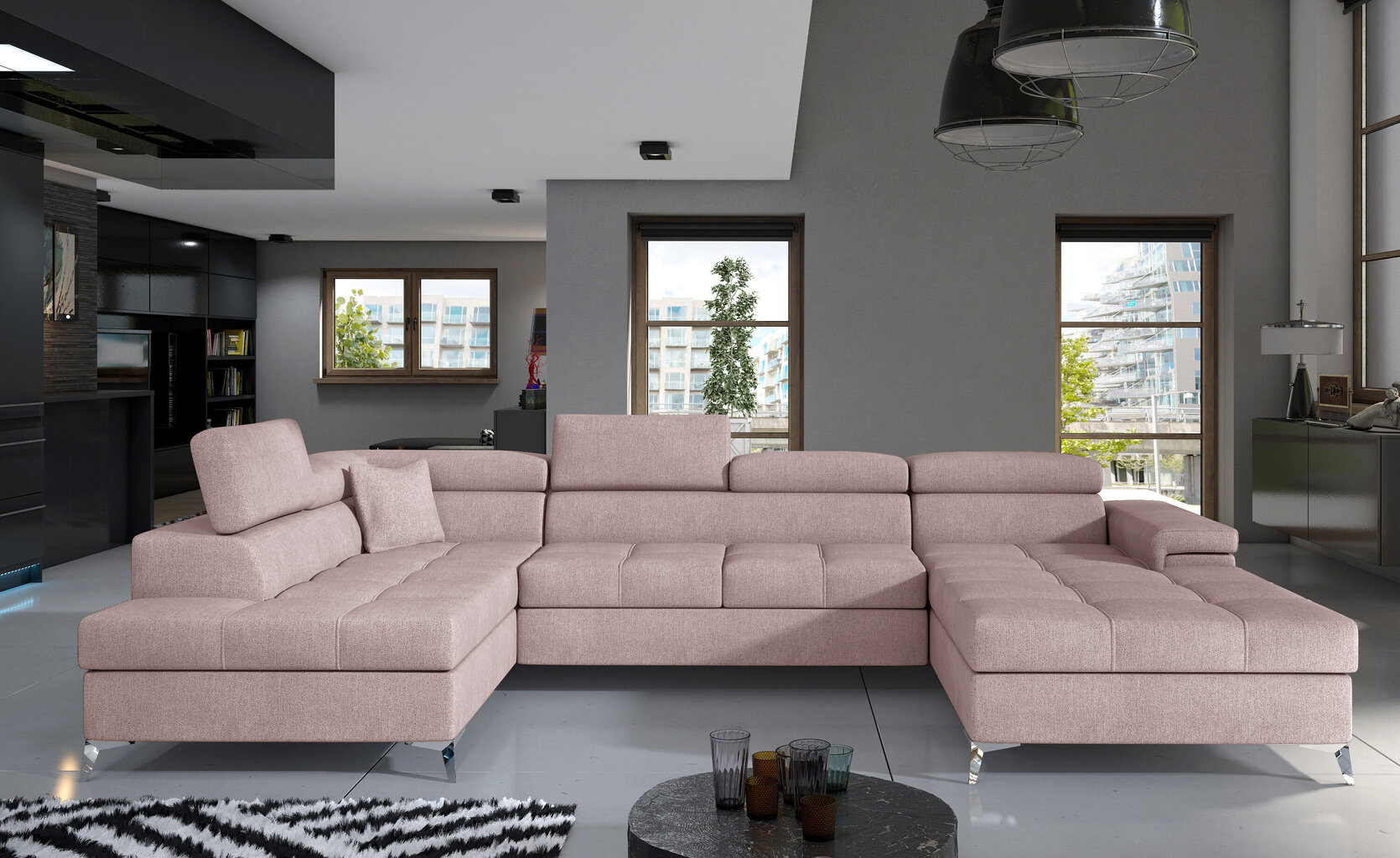 Stūra dīvāns NORE Eduardo, gaiši rozā cena un informācija | Stūra dīvāni | 220.lv
