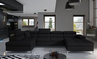 Stūra dīvāns NORE Eduardo, melns gobelēns cena un informācija | Stūra dīvāni | 220.lv