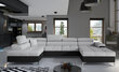 Stūra dīvāns NORE Eduardo, gaiši pelēks/melns цена и информация | Stūra dīvāni | 220.lv