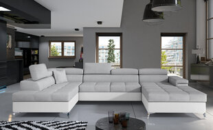 Stūra dīvāns Nore Eduardo, gaiši pelēks/balts cena un informācija | Stūra dīvāni | 220.lv