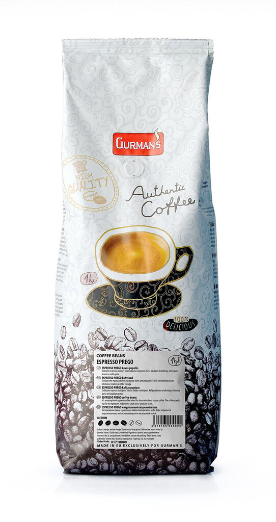 GURMAN'S Prego espresso kafijas pupiņas, 1 kg cena un informācija | Kafija, kakao | 220.lv