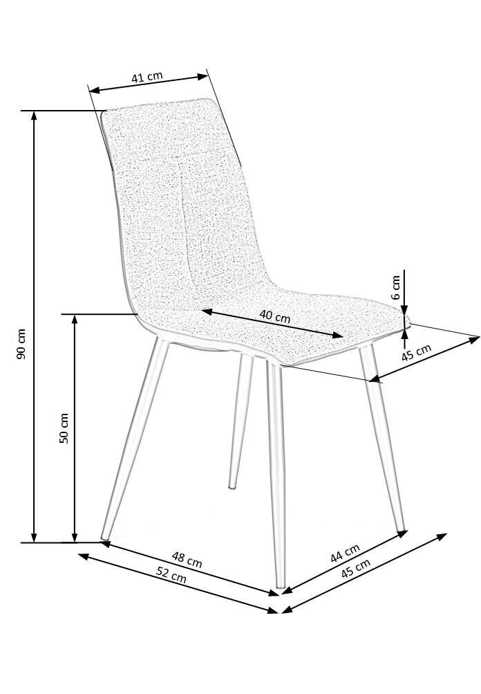 4 krēslu komplekts Halmar K374, pelēks/melns cena un informācija | Virtuves un ēdamistabas krēsli | 220.lv