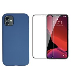 Силиконовый чехол «SoundBerry» Full protection + защитное стекло для iPhone 11 Pro, синий цена и информация | Чехлы для телефонов | 220.lv