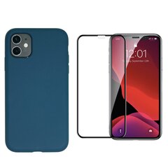 Силиконовый чехол «SoundBerry» Full protection + защитное стекло для iPhone 11 Pro, синий цена и информация | Чехлы для телефонов | 220.lv