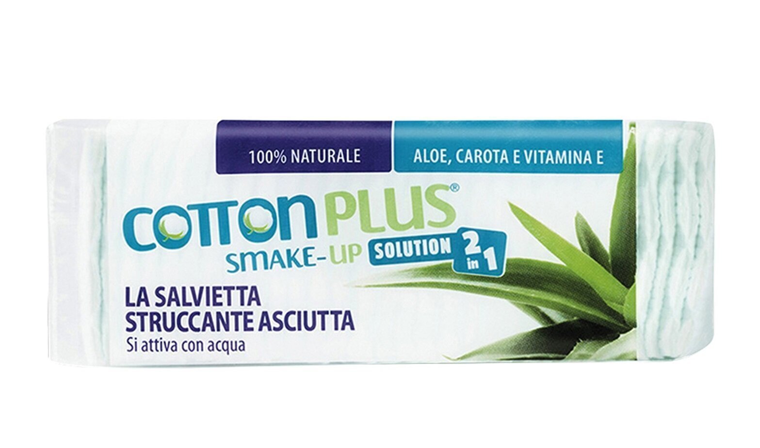 Vates plāksnītes kosmētikas notīrīšanai ar alvejas ekstraktu COTTON PLUS 2IN1 ALOE VERA mini 60 vnt цена и информация | Sejas ādas kopšana | 220.lv