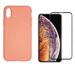 Силиконовый чехол «SoundBerry» Full protection + защитное стекло для iPhone X/XS, оранжевый цена и информация | Чехлы для телефонов | 220.lv