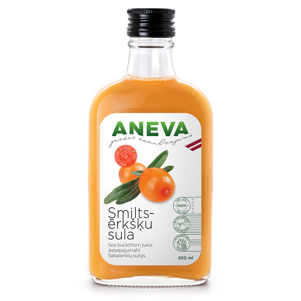 Smiltsērkšķu sula 100%, 200ml, Aneva J цена и информация | Sulas, nektāri un sulu dzērieni | 220.lv