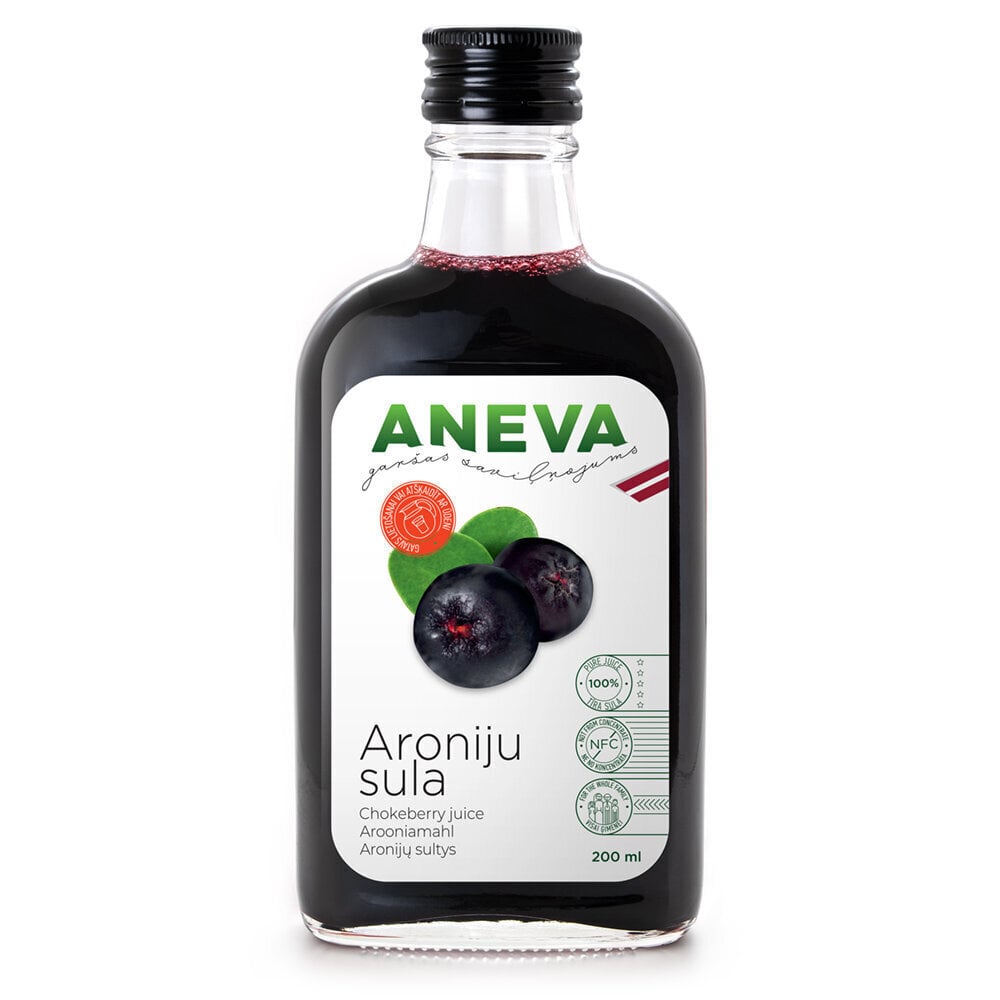 Aroniju sula 100%, 200ml, Aneva J cena un informācija | Sulas, nektāri un sulu dzērieni | 220.lv