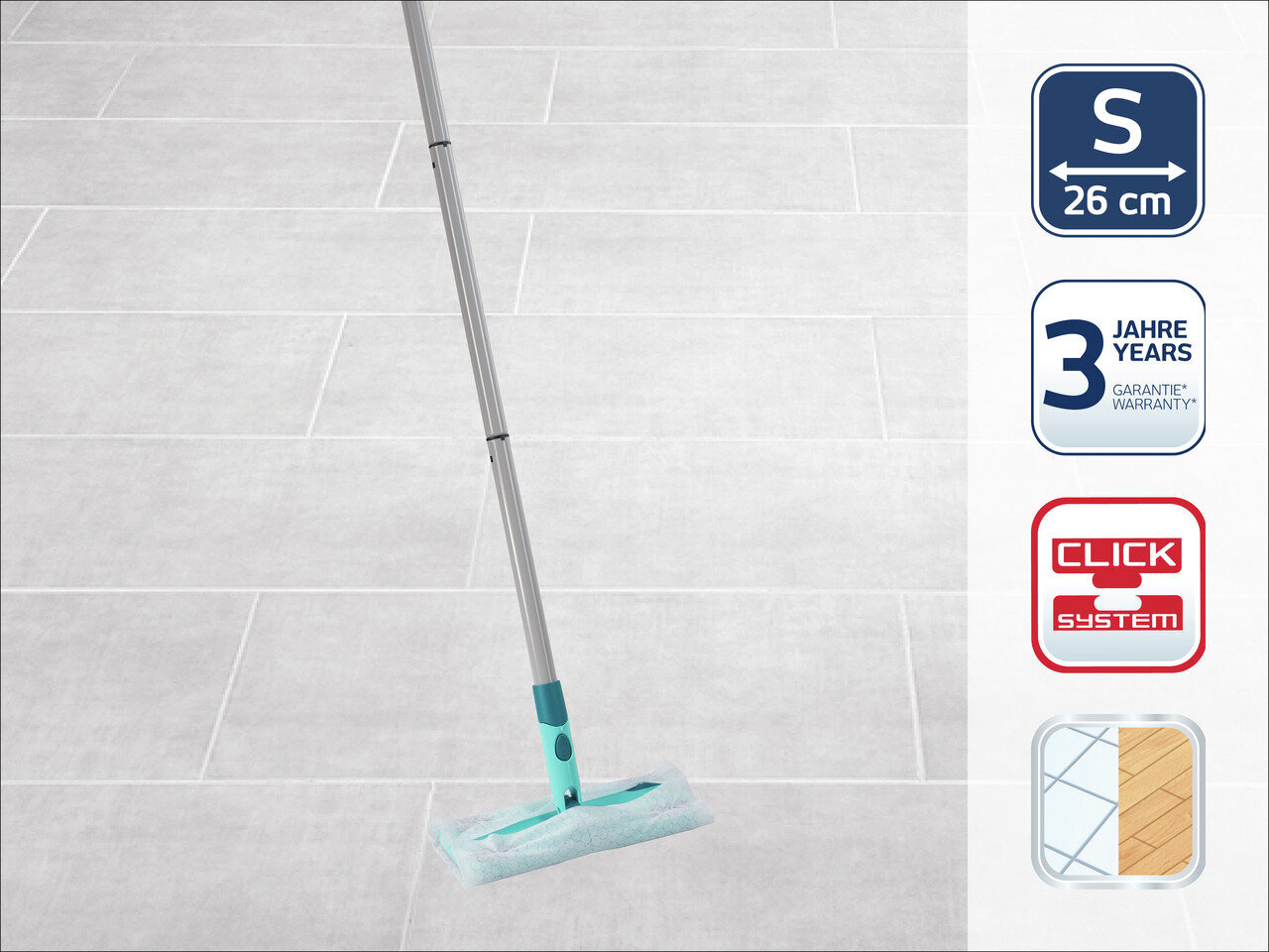 LEIFHEIT Grīdas birste ar kātu komplekts Clean Away S 26cm cena un informācija | Tīrīšanas piederumi | 220.lv