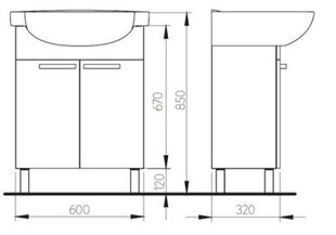 Нижний шкафчик для ванной с умывальником Kolo Freja, белый цена и информация | Шкафчики для ванной | 220.lv