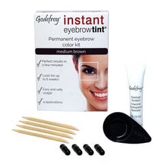 Uzacu krāsošanas komplekts GODEFROY INSTANT EYEBROW TINT, Medium brown cena un informācija | Uzacu krāsas, zīmuļi | 220.lv