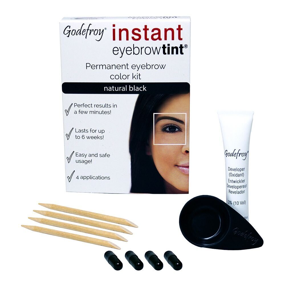 Uzacu krāsošanas komplekts GODEFROY INSTANT EYEBROW TINT, Black cena un informācija | Uzacu krāsas, zīmuļi | 220.lv