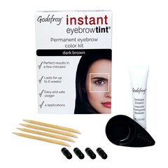 Uzacu krāsošanas komplekts GODEFROY INSTANT EYEBROW TINT, Dark Brown cena un informācija | Uzacu krāsas, zīmuļi | 220.lv