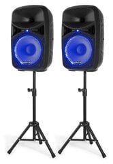 Комплект активных колонок с LED, микрофоном и штативами Vonyx VPS102A 600W цена и информация | Аудиоколонки | 220.lv